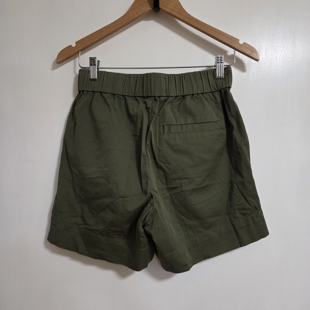 Everlane Womens Olive Green Organic Cotton Pull On Shorts Elastic Waist Casual - Picture 2 of 7
